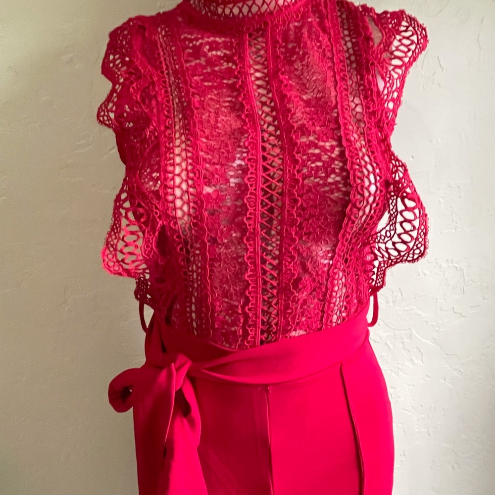 Jumpsuit size L red stretch beautiful - Picture 2 of 9